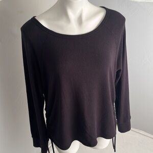 SIX FIFTY black stretch rayon ruched top
